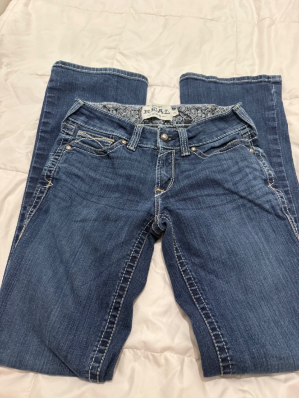 Ariat REAL Denim Jeans 27L Bootcut Western Cowgirl Stretch Dark Wash